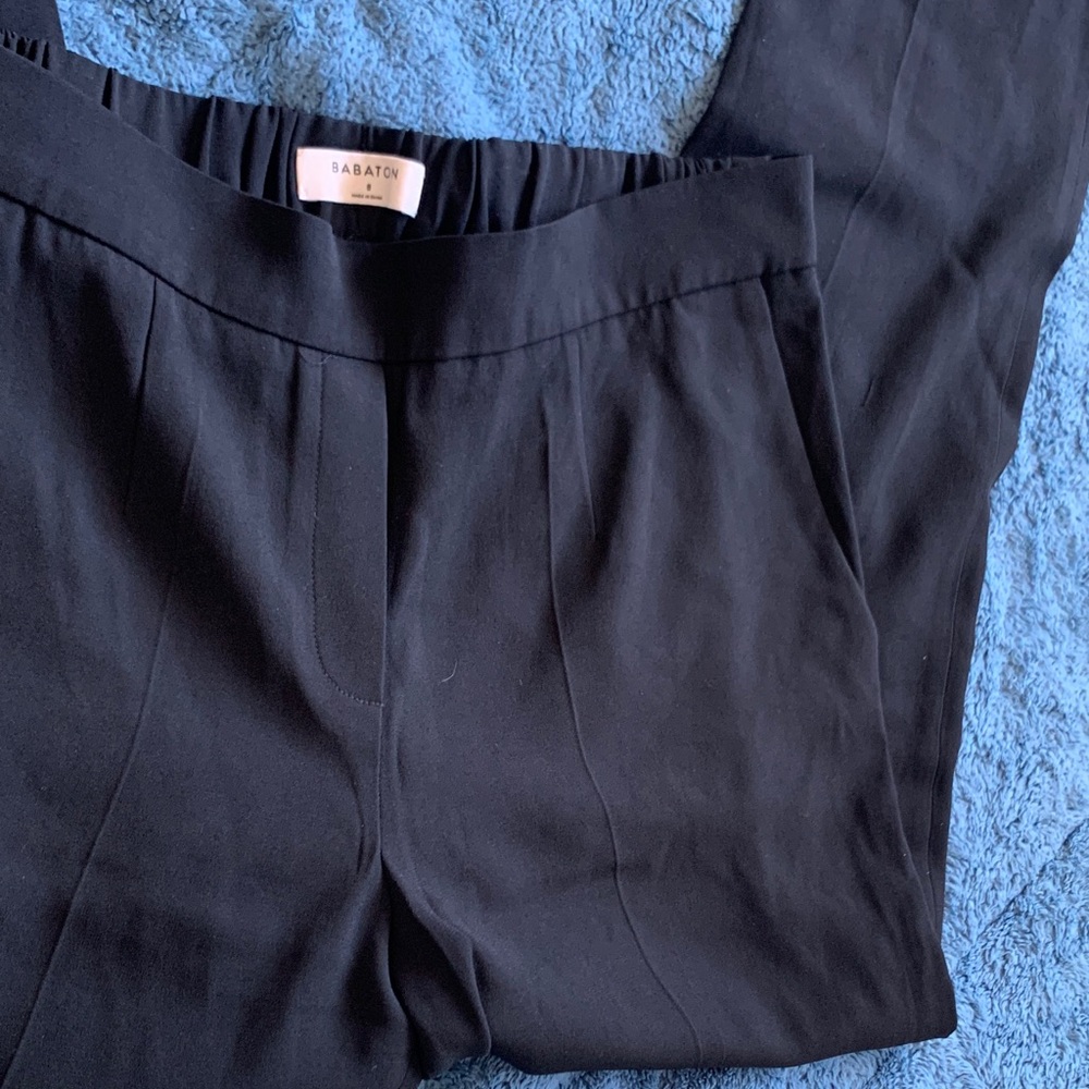 Babaton Black Tailored Pleat-Front Trousers